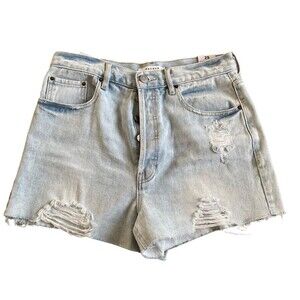 Pacsun Womens Ultra High Rise Vintage Jean Short Size 29 Blue Distressed Concert